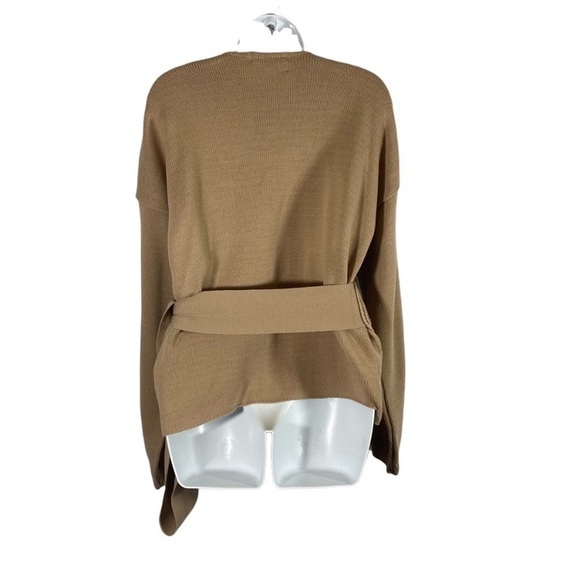 In The Style Size 8 Sweater Crossover Wrap Tan Knit Long Sleeve Side Tie - Picture 9 of 9